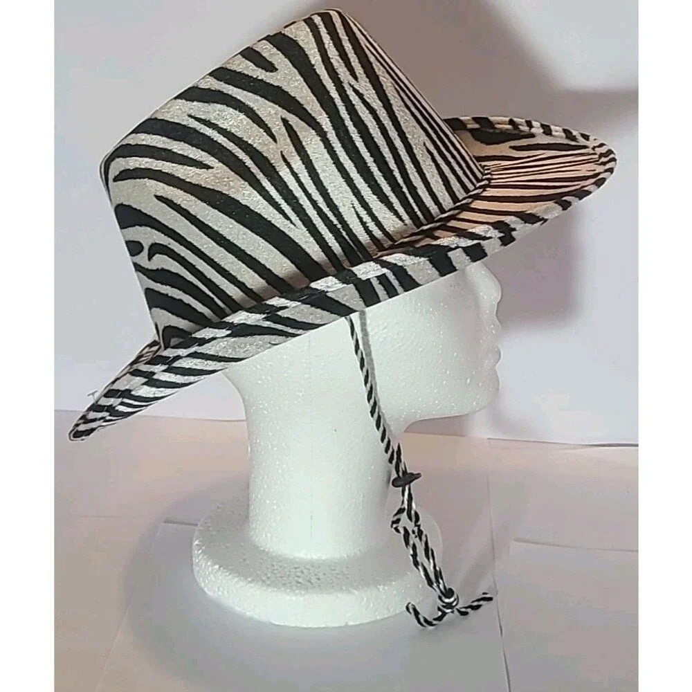 Men Women Cowboy Hats Zebra  Print Sunhat Adult Size Rave Cow Girl Hat Cap